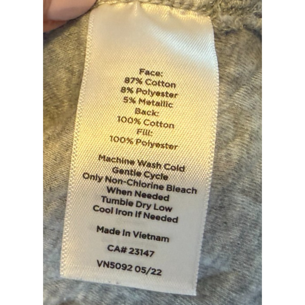 T by Talbots Large Gray Textured Sweater Top Metallic Snowflake V-Neck Cozy Warm - Picture 5 of 8